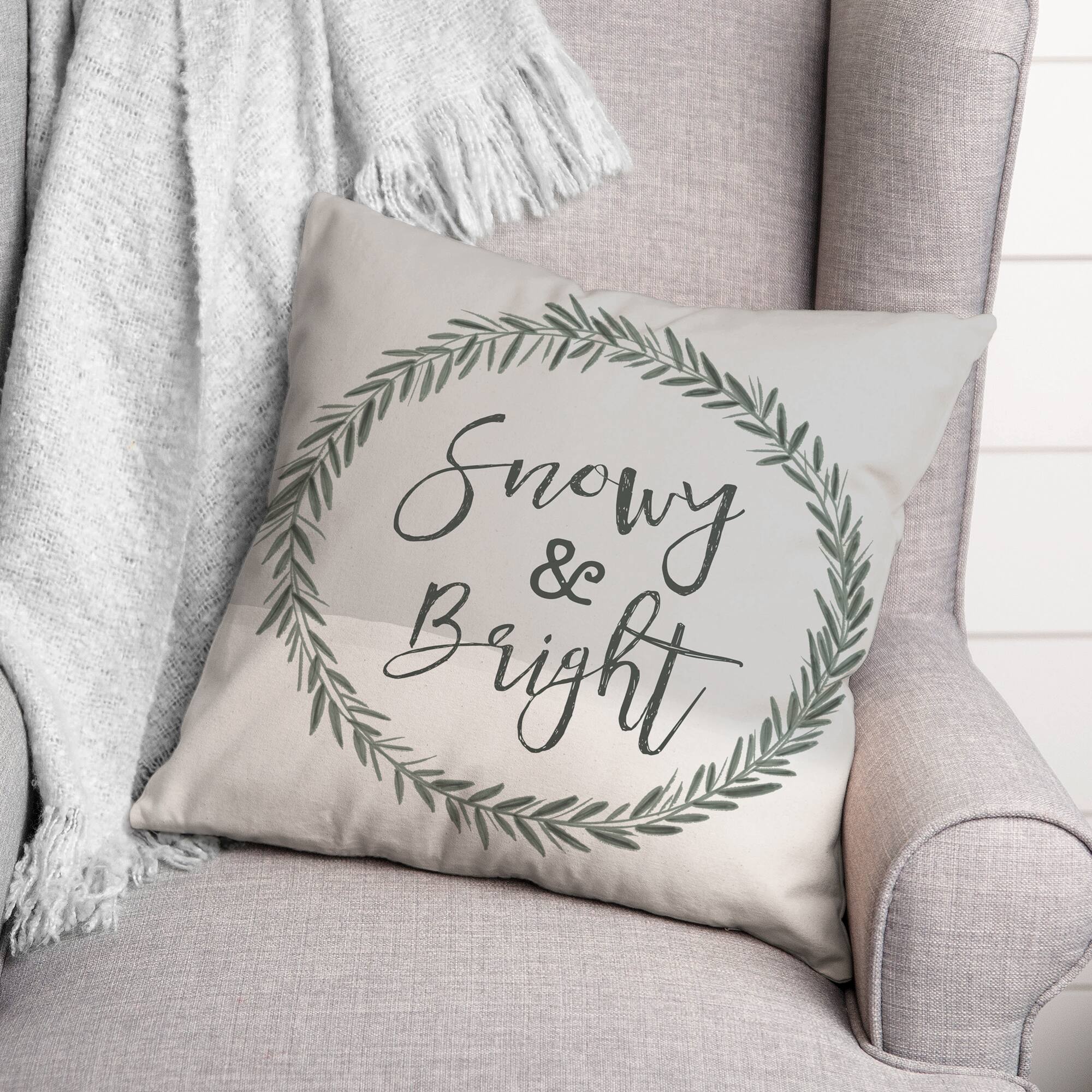Snowy and Bright 18x18 Throw Pillow